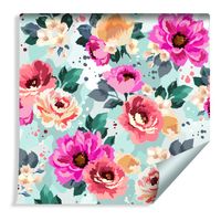 Tapeta Ścienna Piękne Kwiaty Malowane Akwarelą Dekoracja do Salonu