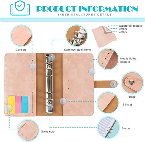 Segregator Budżetowy A6 Skóra PU Różowy z 12 Kopertami i Etykietami na Arena.pl
