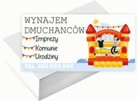 Wizytówki firmowe 100szt DUŻY WYBÓR wzorów WYNAJEM DMUCHAŃCÓW