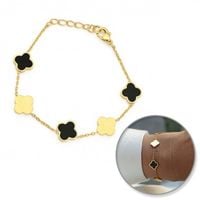 bransoletka na rękę stal chirurgiczna pozłacana 14k złotem koniczynki