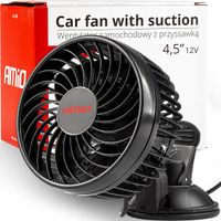 WIATRAK SAMOCHODOWY WENTYLATOR Z PRZYSSAWKĄ 12V MOCNY NADMUCH 4,5'