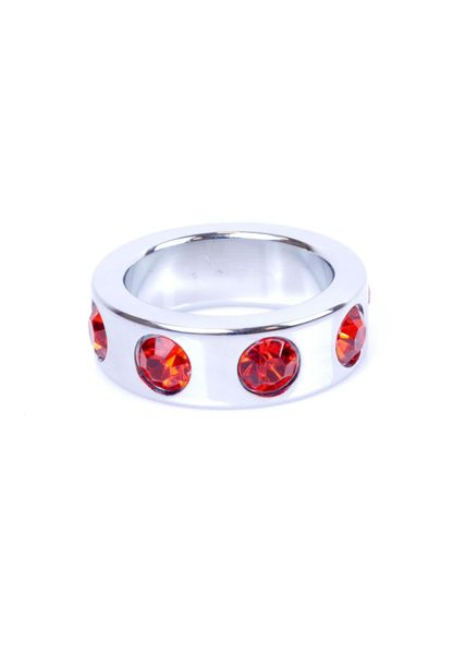 Pierścień-Metal Cock Ring with Red Diamonds Small zdjęcie 4