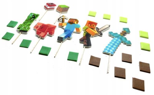 Zestaw do dekoracji tortu na masie cukrowej MINECRAFT Figurki na tort 21el. na Arena.pl