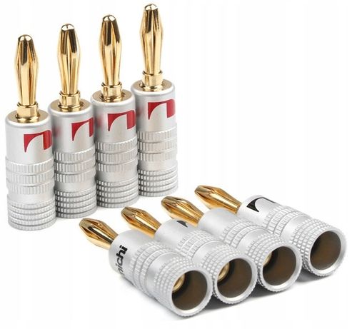 NAKAMICHI BANAN WTYK GŁOŚNIKOWY BANANOWY SKRĘCANY ZŁOCONY DO KOLUMN 8 sztuk na Arena.pl