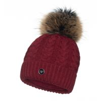 Czapka damska z naturalnym pomponem z lisa