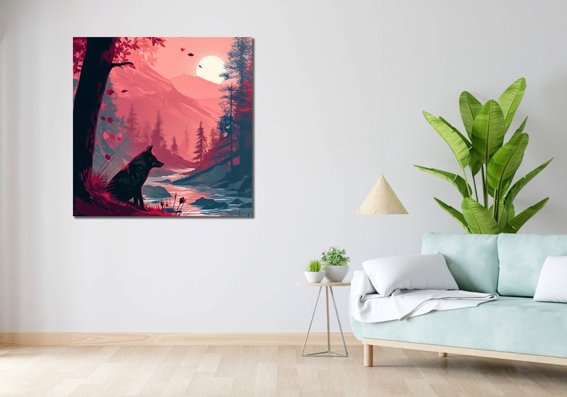 Obraz 100x100cm Wilk Przy Brzegu Lasu zdjęcie 2