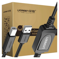 Aktywny kabel USB 2.0 A-B UGREEN US122 do drukarki, 15m (czarny)