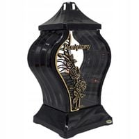 Elegancki czarny znicz 29,5cm ze złotym napisem pamiętamy