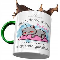 Kubek Zielony Śmieszny Jestem Dobra W Łóżku Z Nadrukiem Ze Zdjęciem