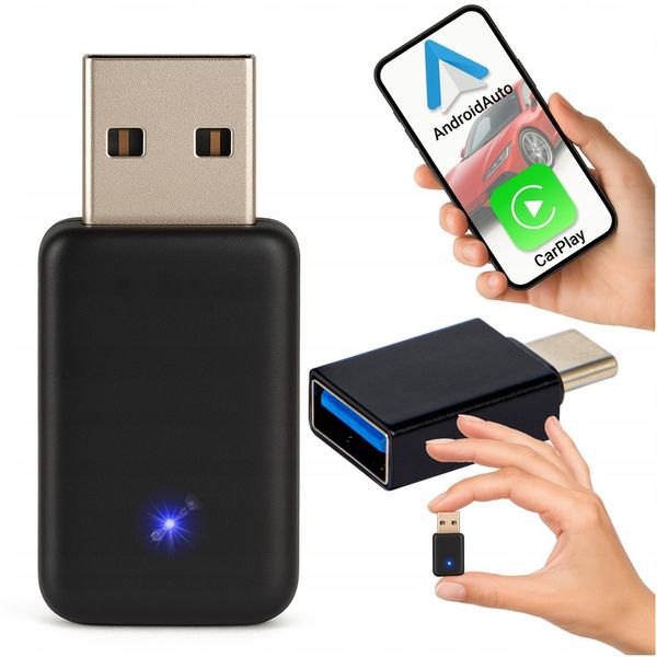 ADAPTER MODUŁ CARPLAY ANDROID AUTO BEZPRZEWODOWY WIFI BLUETOOTH MINI zdjęcie 1