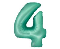 Balon foliowy cyfra "4" zielony miętowy matowy, 76 cm
