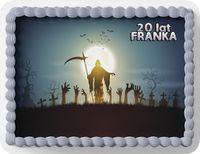 PROSTOKĄTNY OPŁATEK NA TORT A4 20x29CM - ZOMBIE ZOMBI + IMIĘ
