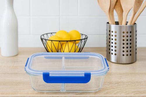 LUNCHBOX POJEMNIK SZKLANY NA ŻYWNOŚĆ 3-komorowy śniadaniówka 1050 ml na Arena.pl