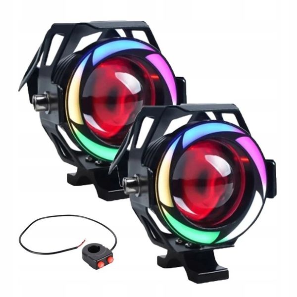 1x halogen motocyklowy U7C +RING color+WŁĄCZNIK zdjęcie 2