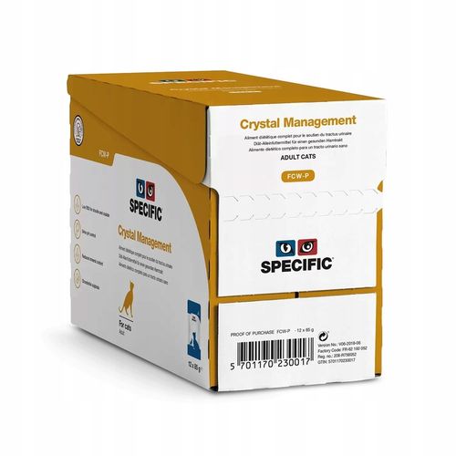 Karma weterynaryjna dla kotów Crystal Management FCW-P SPECIFIC 12x85g na Arena.pl