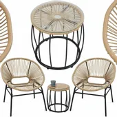 STOLIK OGRODOWY +2x Krzesło Ogrodowe Balkonowe ZESTAW DO OGRODU i NA BALKON