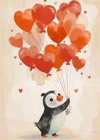 Plakat 39,5x55cm Pingwinek z Balonami