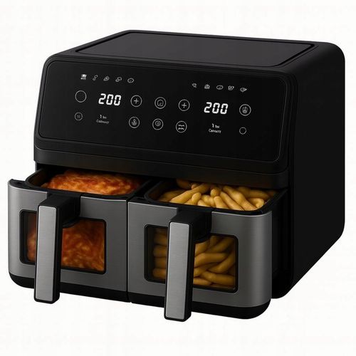 FRYTKOWNICA BEZTŁUSZCZOWA DWUKOMOROWA 9L AIR FRYER 2200W 10 PROGRAMÓW na Arena.pl