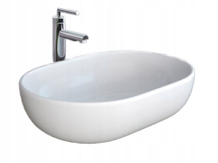 Umywalka Nablatowa Owalna Biała Rea Amelia White 48 cm zdjęcie 3