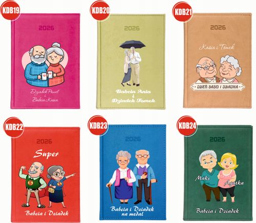 KALENDARZ A5 2026 DZIENNY książkowy NADRUK dla babci dziadka twój tekst na Arena.pl