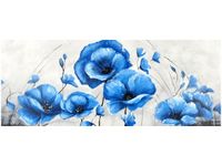 100X40CM NIEBIESKIE MAKI OBRAZ DREWNO