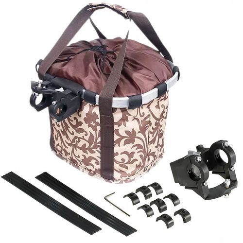 KOSZ ROWEROWY PRZEDNI KOSZYK NA KIEROWNICĘ UCHWYT TORBA SAKWA BRĄZOWY na Arena.pl