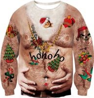 Brązowy Sweter Świąteczny Męski, Zabawny 3D Wygodny Miękki Rozmiar L