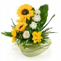 WIĄZANKA na GRÓB SZTUCZNE KWIATY SŁONECZNIKI RÓŻE