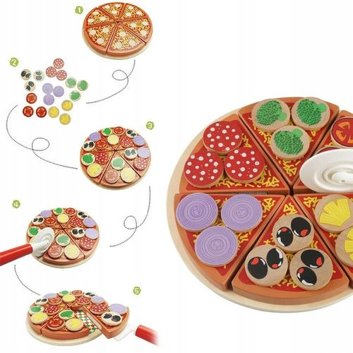 DREWNIANA PIZZA DO KROJENIA UKŁADANKA PIZZY NA RZEP RZEPY AKCESORIA NÓŻ na Arena.pl