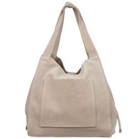 VERA PELLE torebka damska zamszowa shopper z saszetką na ramię V683 kremowa