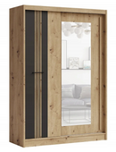 Szafa Przesuwna 150 cm Artisan + Czarny Lustro MILA FD
