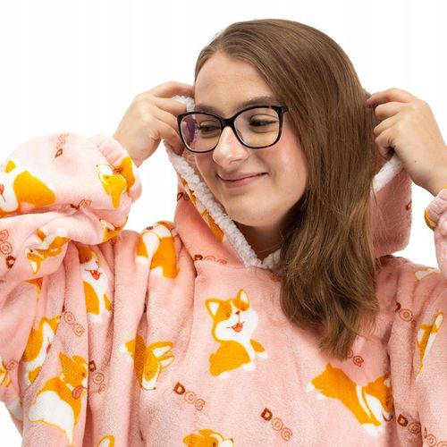 CIEPŁA BLUZA OVERSIZE 2W1 DŁUGA KOCOBLUZA KOCOSZLAFROK CIEPŁY KOC na Arena.pl