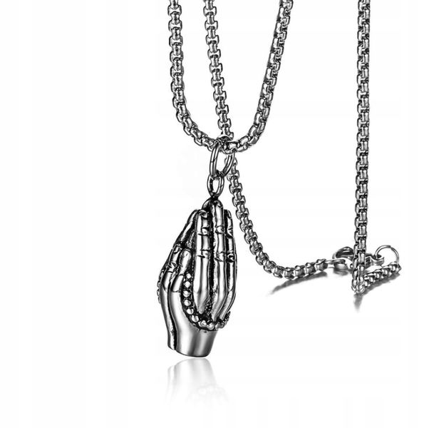 NASZYJNIK Srebrny Modlitwa Różaniec Wiara Ręce 307 zdjęcie 3