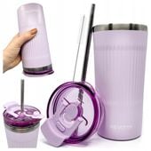 Kubek Termiczny ze Słomką 600 ml Szczelny Trwały Termos Stal