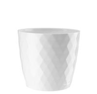 Doniczka osłonka plastikowa CRISTAL 14 cm biały połysk wzór karo romby