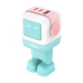 Ładowarka sieciowa Ugreen Nexode RG (Robot GaN), 2x USB-C + USB, 65W (różow