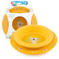 CANPOL Zestaw naczyń, obiadowy dla dzieci talerzyk + miseczka żółty