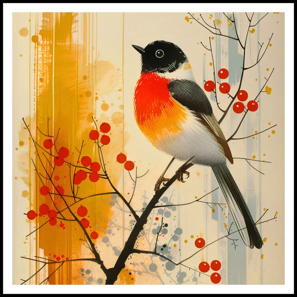 Plakat 90x90cm Jesienny Rudzik zdjęcie 3