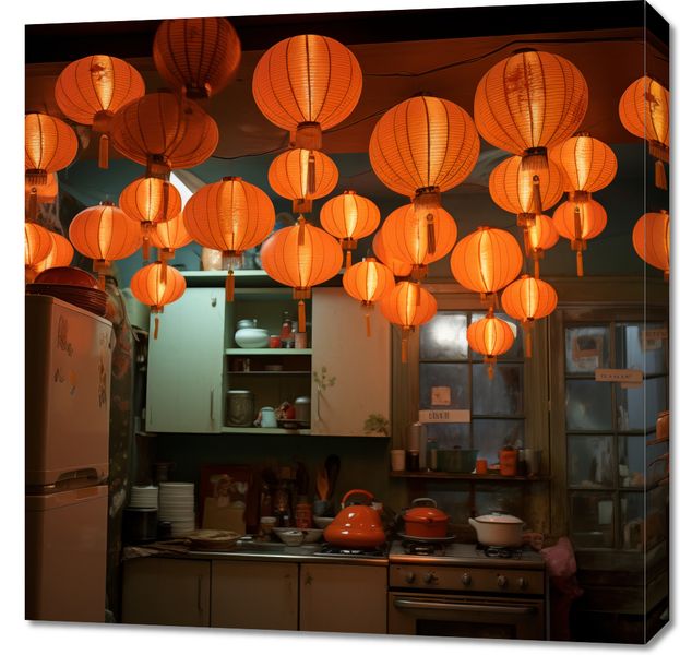 Obraz 70x70cm W Blasku Lampionów zdjęcie 1