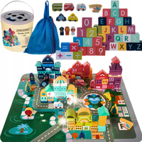 Drewniane Klocki Miasto Auta 100 Klocków +Puzzle Sorter Układanka drewniana