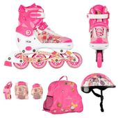 Rolki regulowane dziecięce Flery + kask, ochraniacze i torba Worker 37-40