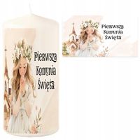 ŚWIECA KOMUNIJNA - DEKORACJA NA STÓŁ NA KOMUNIĘ Z NADRUKIEM [W]