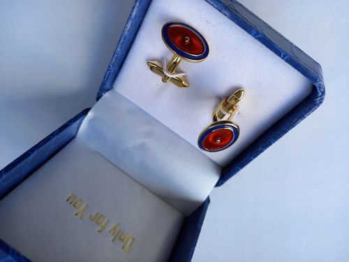 Ślubne weselne złote spinki do mankietów dla Pana Młodego ekskluzywne Etui na Arena.pl