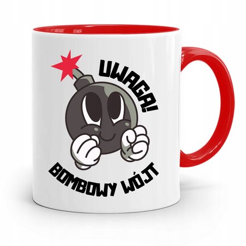 Dla Wójta Kubek Czerwony Uwaga Bombowy Wójt Z Nadrukiem Ze Zdjęciem na Arena.pl