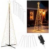 Choinka LED do ogrodu 500 cm dekoracja świecąca świąteczna 840 LED ciepły biały + ciepły biały flash