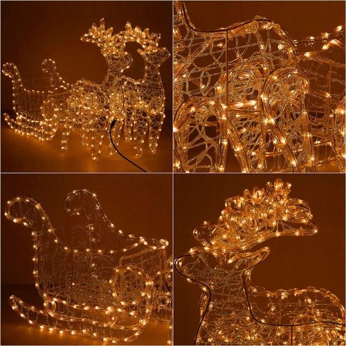 RENIFERY Z SANIAMI ŚWIECĄCE DUŻE 150cm OZDOBA Z GŁOWĄ SANIAMI DEKORACJA XXL na Arena.pl