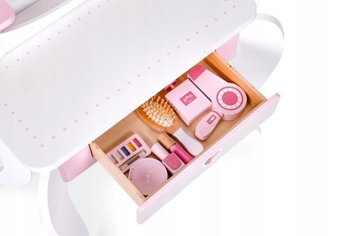 TOALETKA DZIECIĘCA ZABAWKOWA DUŻA Z LUSTREM TABORECIKIEM 7 DODATKÓW ECOTOYS na Arena.pl