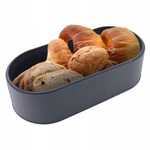 Chlebak pojemnik na pieczywo na chleb bułki stalowy deska bambusowa szary na Arena.pl