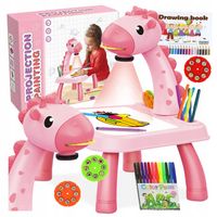 Projektor do nauki rysowania NÓŻKI Różowa ŻYRAFA MUZYKA DŹWIĘKI