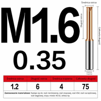 Frez do gwintowania jednoostrzowy Rozmiar: M1.6x0.35x75L -TiSiN